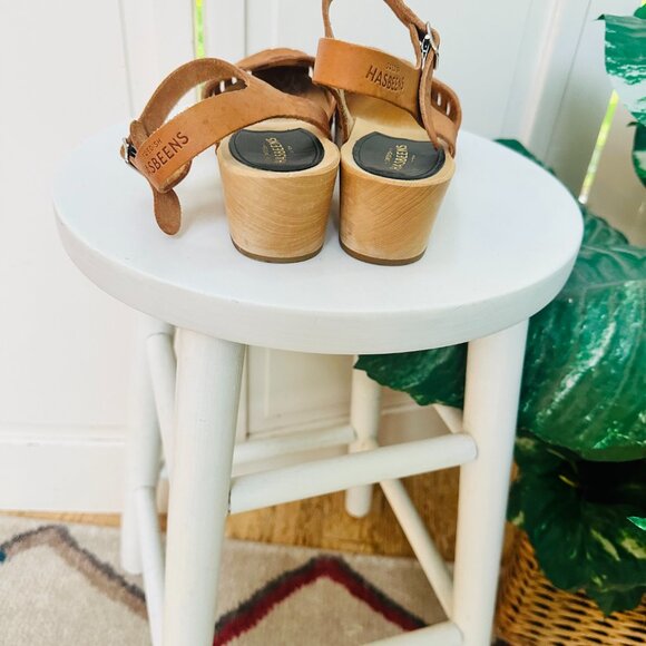 Swedish Hasbeens Brown Clogs Sandals Clogs Woven Closed Toe Light Brown Clogs - Picture 6 of 6